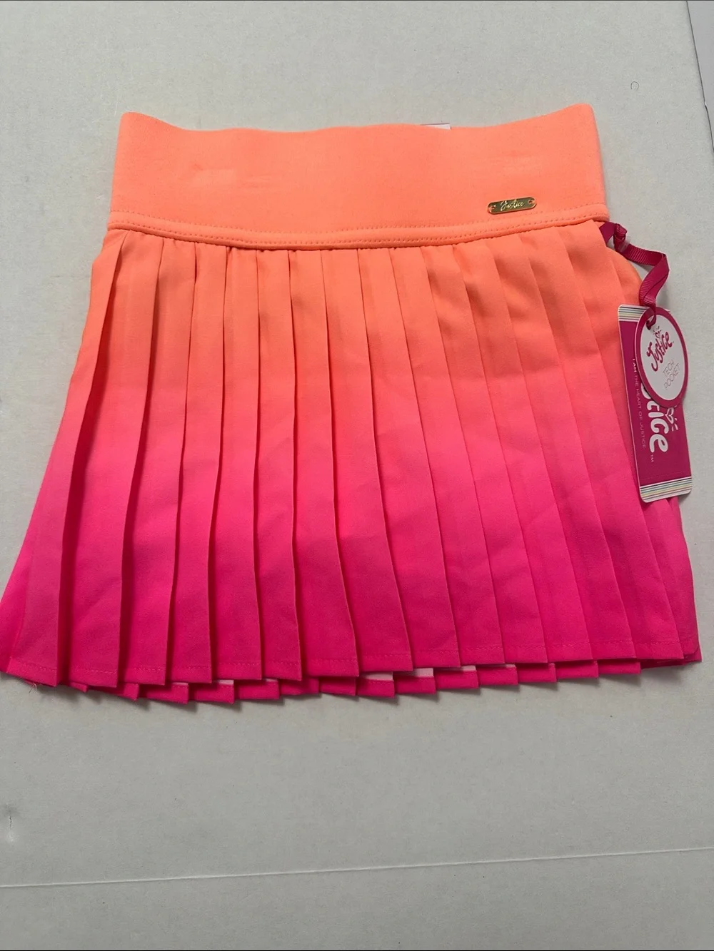 Justice Girls' Pleated Skort Duo - Coral to Hot Pink Ombre & Black